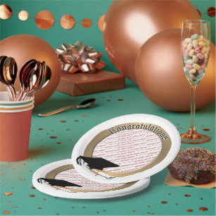'Congratulations' Gold Graduation Photo Frame Paper Plate