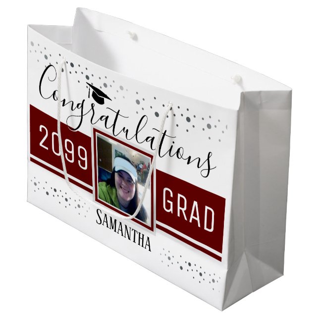 Congratulations Grad Any Year Confetti Large Gift Bag (Front Angled)