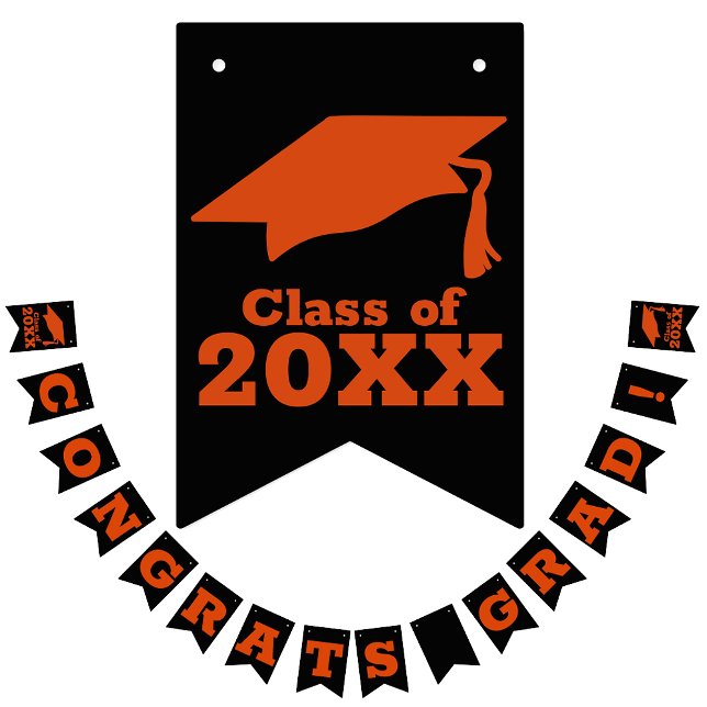 Congratulations Grad Black and Orange Bunting (Creator Uploaded)