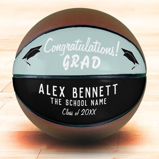 Congratulations Grad Black and White Graduation  Basketball (Creator Uploaded)