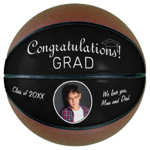 Congratulations Grad Black Graduation Photo Basketball
