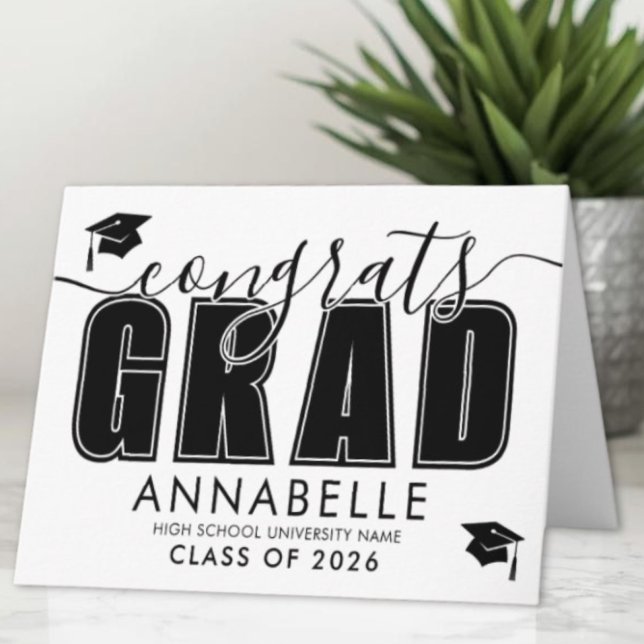 Congratulations Grad Black White Graduation Card (Congratulations Grad Black White Graduation Card)