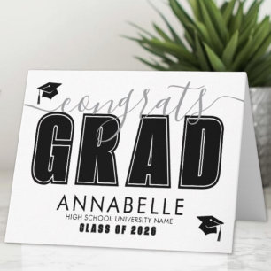 Congratulations Grad Black White Graduation Card