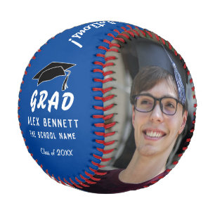 Congratulations Grad Blue Graduation Cap 2 Photo Baseball