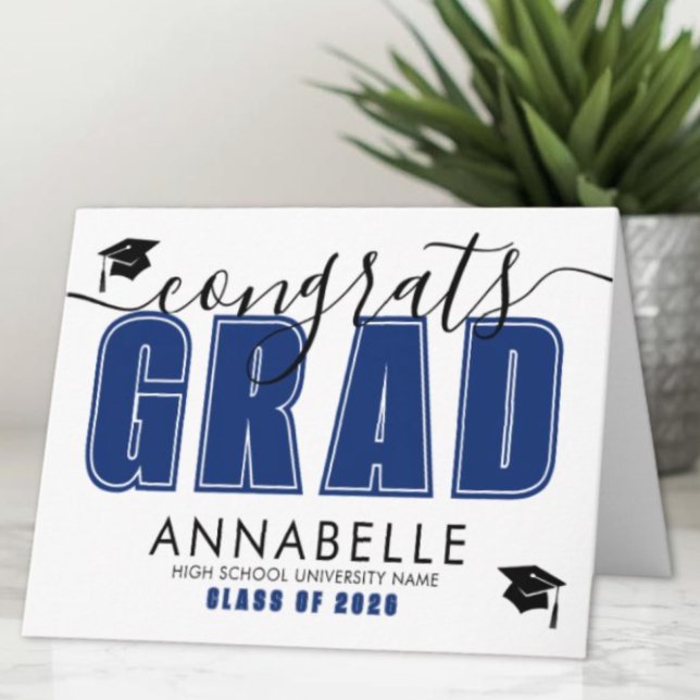 Congratulations Grad Blue Graduation Card (Congratulations Grad Blue Graduation Card)