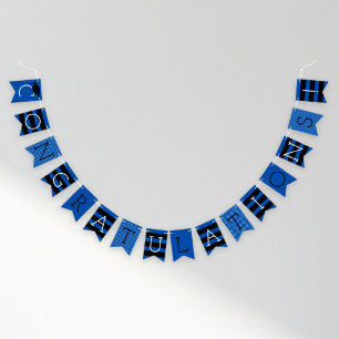 Congratulations Grad Blue Stripes Dots Party Bunting