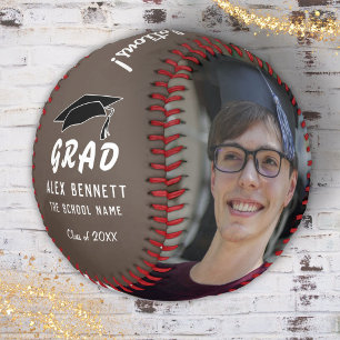 Congratulations Grad Brown Graduation Cap 2 Photo Baseball
