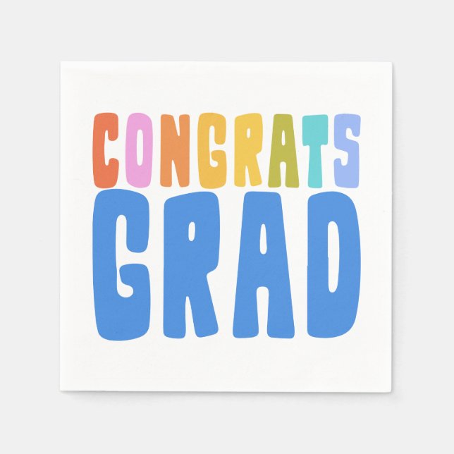 Congratulations Grad Cute Colourful Graduation Napkin (Front)