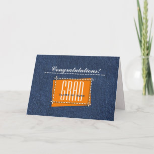 Congratulations Grad. Denim Pattern Custom Card