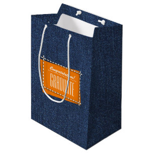 Congratulations Grad,Denim Pattern Gift Bags