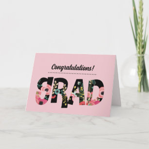 Congratulations Grad Floral Pattern Text Card