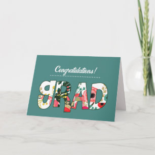 Congratulations Grad. Floral Text Custom Card