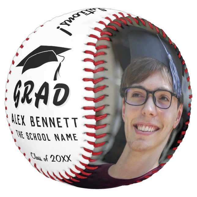 Congratulations Grad Graduation Cap 2 Photo  Softball (Angled)