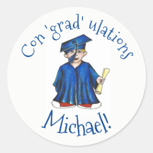 Congratulations Grad Graduation Graduate Cap Gown Classic Round Sticker