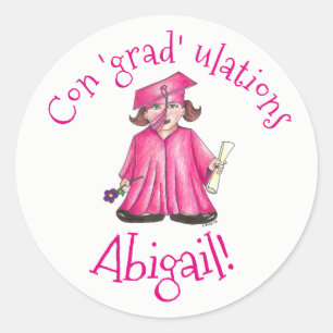 Congratulations Grad Graduation Graduate Cap Gown Classic Round Sticker