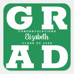 Congratulations Grad Green Square Sticker