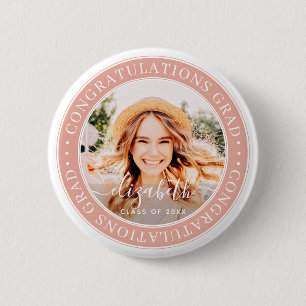 Congratulations Grad Modern Custom Photo 6 Cm Round Badge
