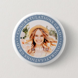 Congratulations Grad Modern Custom Photo 6 Cm Round Badge
