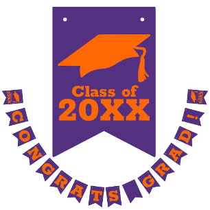 Congratulations Grad Orange on Purple Bunting