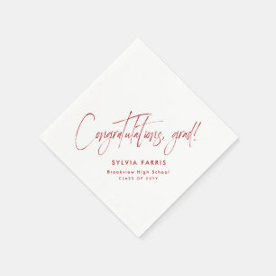 Congratulations grad simple modern red graduation napkin