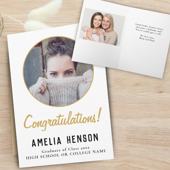 Congratulations Graduate 2 Photo Graduation Card (Creator Uploaded)