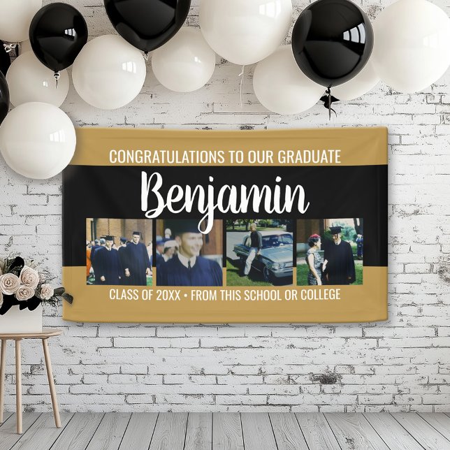 Congratulations Graduate 4 Photo - Modern Script Banner (Custom Graduation Banner for a Grad Party or Open House)