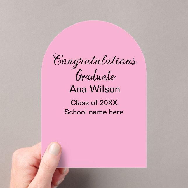 congratulations graduate add name class year schoo acrylic invitations (Insitu (Handheld))