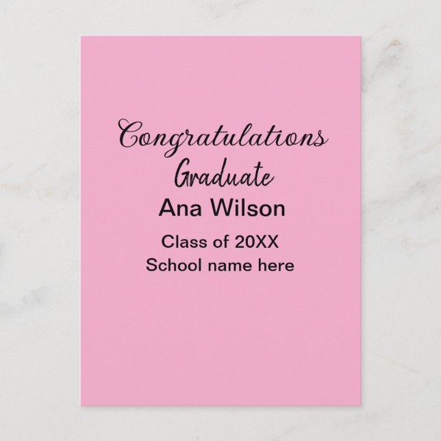congratulations graduate add name class year schoo postcard (Front)