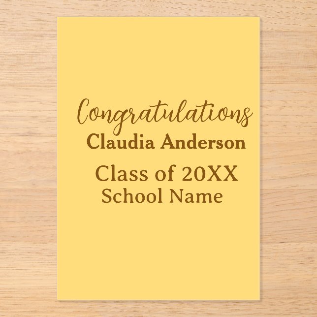 Congratulations graduate add school name simple mo acrylic invitations (Front)