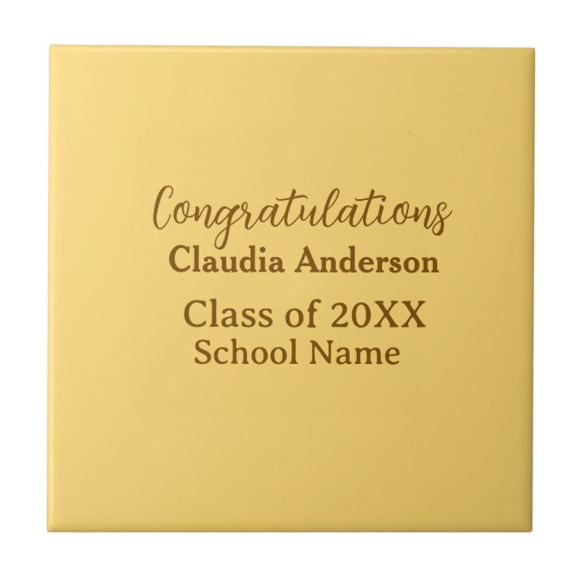 Congratulations graduate add school name simple mo ceramic tile (Front)