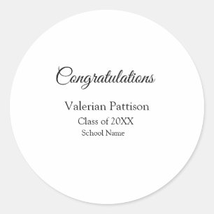 Congratulations graduate add school name simple mo classic round sticker