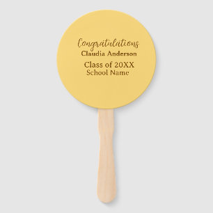 Congratulations graduate add school name simple mo hand fan