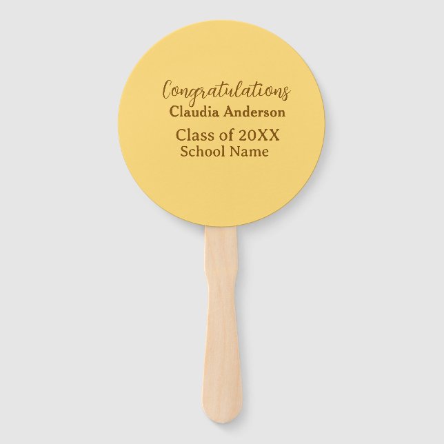 Congratulations graduate add school name simple mo hand fan (Front)