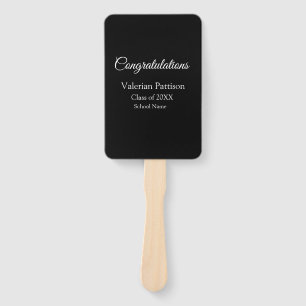 Congratulations graduate add school name simple mo hand fan