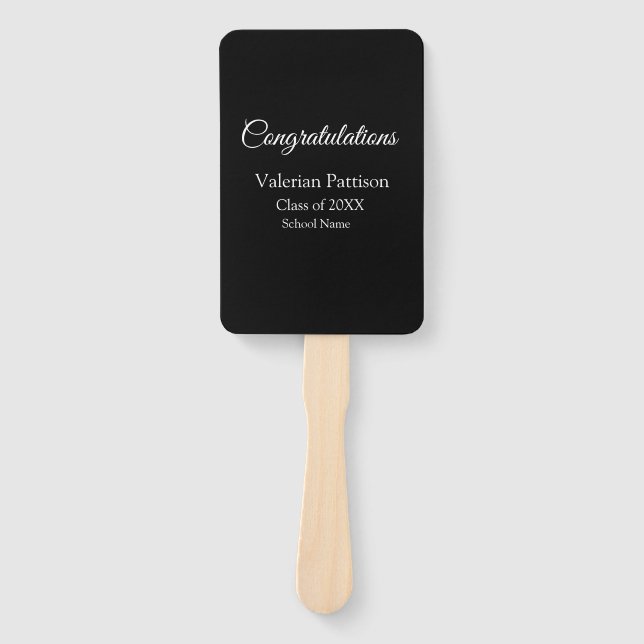 Congratulations graduate add school name simple mo hand fan (Front)