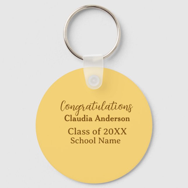 Congratulations graduate add school name simple mo key ring (Front)
