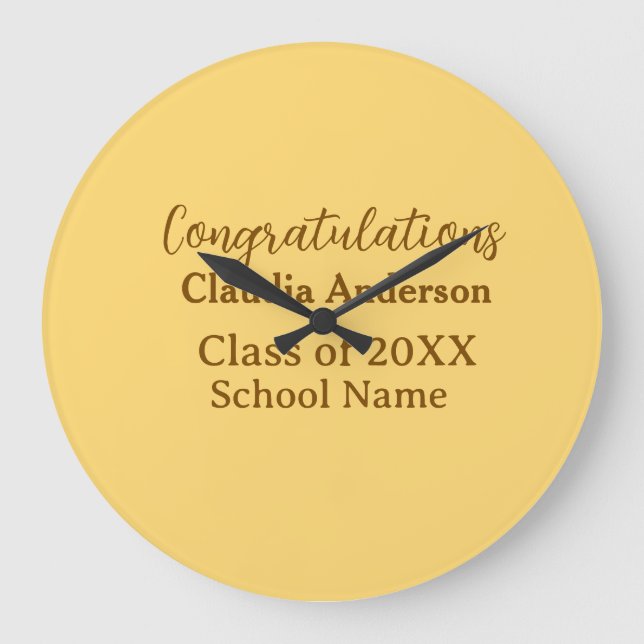 Congratulations graduate add school name simple mo large clock (Front)