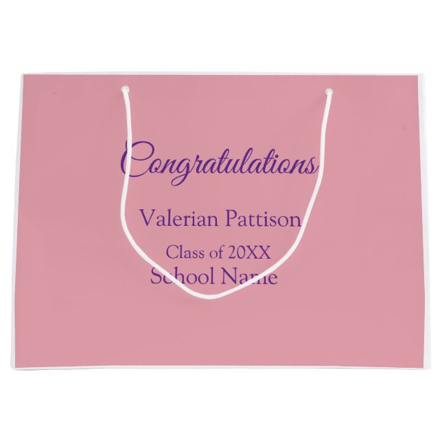 Congratulations graduate add school name simple mo large gift bag (Front)