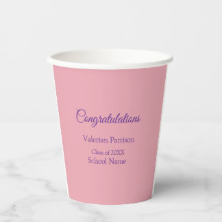Congratulations graduate add school name simple mo paper cups