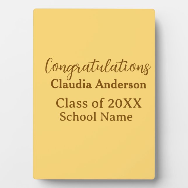 Congratulations graduate add school name simple mo plaque (Front)