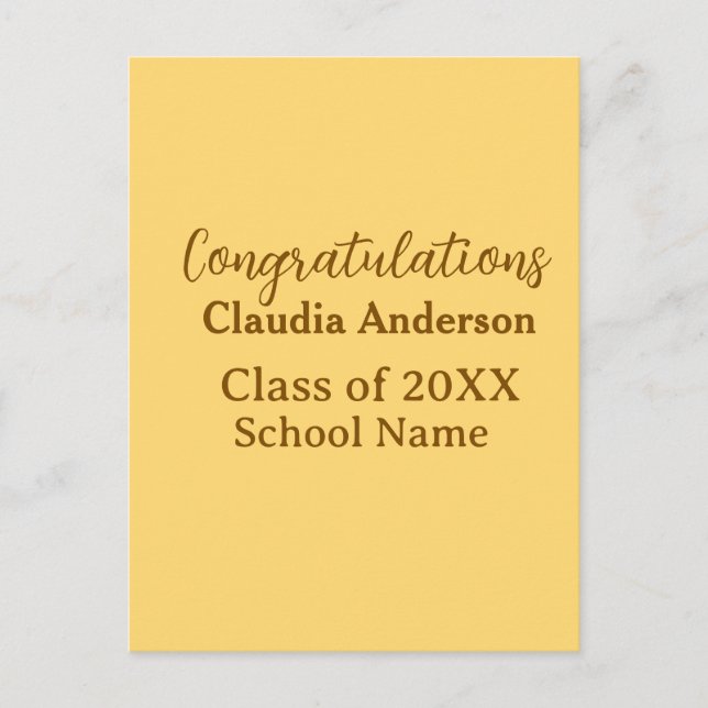 Congratulations graduate add school name simple mo postcard (Front)