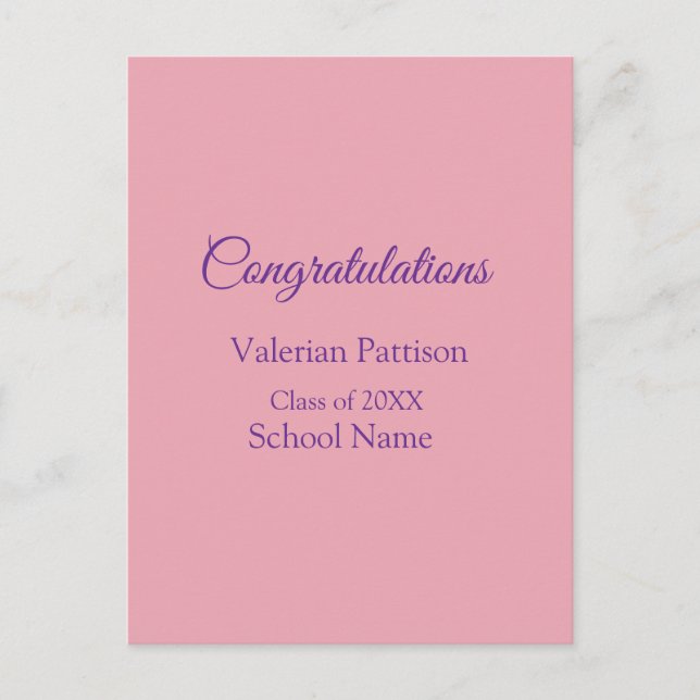 Congratulations graduate add school name simple mo postcard (Front)