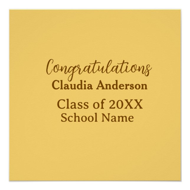 Congratulations graduate add school name simple mo poster (Front)