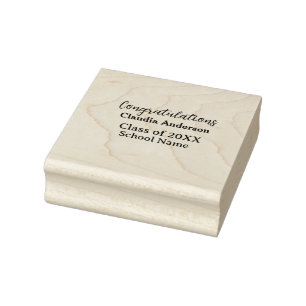 Congratulations graduate add school name simple mo rubber stamp