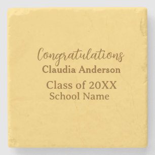 Congratulations graduate add school name simple mo stone coaster
