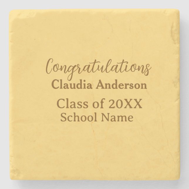 Congratulations graduate add school name simple mo stone coaster (Front)