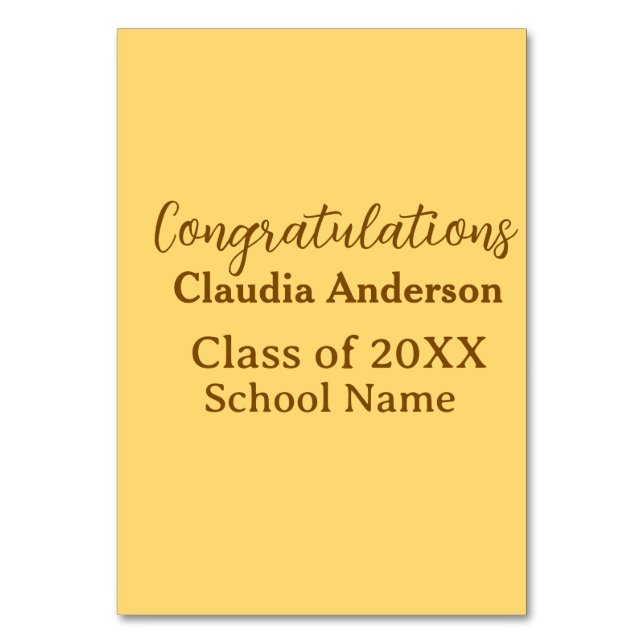 Congratulations graduate add school name simple mo table number (Front)