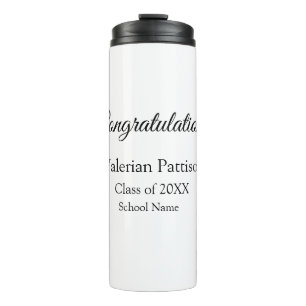 Congratulations graduate add school name simple mo thermal tumbler