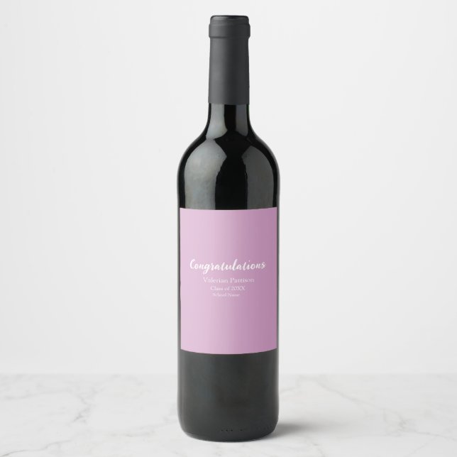 Congratulations graduate add school name simple mo wine label (Front)