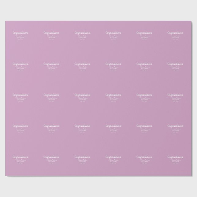 Congratulations graduate add school name simple mo wrapping paper (Flat)
